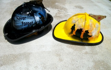 Fire Helmets Airbrushed for Benefit event for 9/11